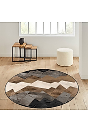 Rovigo Home Dijital Baskı Yıkanabilir Kaymaz Taban Yuvarlak Halı RVG7029 100x100 cm