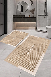 Dijital Baskı 2'li Banyo Paspas Takımı RVG5-FNL347 100x60+60x50 cm
