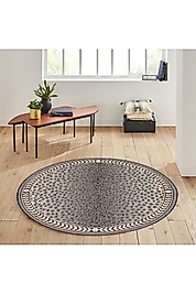 Rovigo Home Dijital Baskı Yıkanabilir Kaymaz Taban Yuvarlak Halı RVG7165 100x100 cm