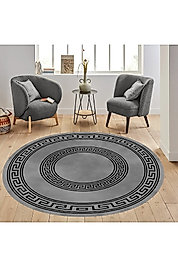 Rovigo Home Dijital Baskı Yıkanabilir Kaymaz Taban Yuvarlak Halı RVG7327-HY962 180x180 cm