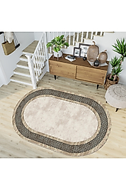 Rovigo Home Dijital Baskı Yıkanabilir Kaymaz Taban Oval Halı RVG7200-SD751 100x150 cm