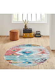 Rovigo Home Dijital Baskı Yıkanabilir Kaymaz Taban Yuvarlak Halı RVG7148 180x180 cm