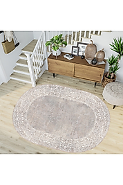 Rovigo Home Dijital Baskı Yıkanabilir Kaymaz Taban Oval Halı RVG7194-HT372 100x300 cm