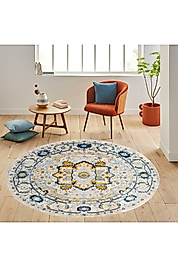Rovigo Home Dijital Baskı Yıkanabilir Kaymaz Taban Yuvarlak Halı RVG7150 180x180 cm