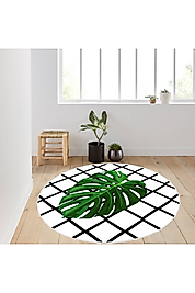 Rovigo Home Dijital Baskı Yıkanabilir Kaymaz Taban Yuvarlak Halı RVG7123 100x100 cm