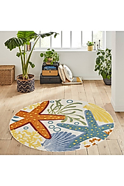 Rovigo Home Dijital Baskı Yıkanabilir Kaymaz Taban Yuvarlak Halı RVG7143 120x120 cm