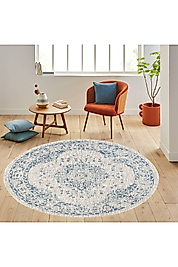 Rovigo Home Dijital Baskı Yıkanabilir Kaymaz Taban Yuvarlak Halı RVG7167 180x180 cm