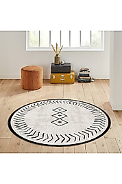 Rovigo Home Dijital Baskı Yıkanabilir Kaymaz Taban Yuvarlak Halı RVG7000 180x180 cm