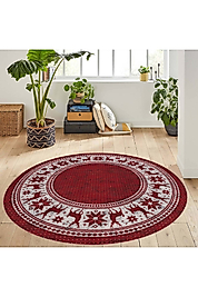 Rovigo Home Dijital Baskı Yıkanabilir Kaymaz Taban Yuvarlak Halı RVG7044 120x120 cm