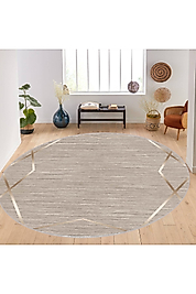 Rovigo Home Dijital Baskı Yıkanabilir Kaymaz Taban Yuvarlak Halı RVG7113 160x160 cm