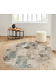 Rovigo Home Dijital Baskı Yıkanabilir Kaymaz Taban Yuvarlak Halı RVG7105 120x120 cm