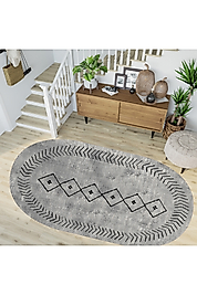 Rovigo Home Dijital Baskı Yıkanabilir Kaymaz Taban Oval Halı RVG7258-HT962 100x200 cm