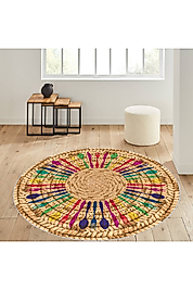 Rovigo Home Dijital Baskı Yıkanabilir Kaymaz Taban Yuvarlak Halı RVG7059-SD334 160x160 cm
