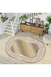 Rovigo Home Dijital Baskı Yıkanabilir Kaymaz Taban Oval Halı RVG7203-SD378 120x180 cm