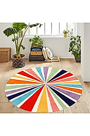 Rovigo Home Dijital Baskı Yıkanabilir Kaymaz Taban Yuvarlak Halı RVG7348 120x120 cm