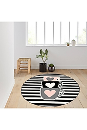 Rovigo Home Dijital Baskı Yıkanabilir Kaymaz Taban Yuvarlak Halı RVG7130 160x160 cm