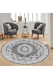 Rovigo Home Dijital Baskı Yıkanabilir Kaymaz Taban Yuvarlak Halı RVG7326-HT1483 140x140 cm