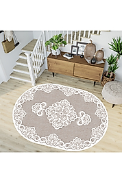 Rovigo Home Dijital Baskı Yıkanabilir Kaymaz Taban Oval Halı RVG7192-HK124 100x300 cm