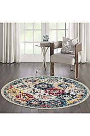 Rovigo Home Dijital Baskı Yıkanabilir Kaymaz Taban Yuvarlak Halı RVG7046 160x160 cm