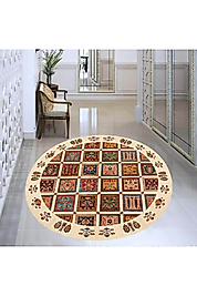 Rovigo Home Dijital Baskı Yıkanabilir Kaymaz Taban Yuvarlak Halı RVG7345-HT648 160x160 cm
