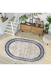 Rovigo Home Dijital Baskı Yıkanabilir Kaymaz Taban Oval Halı RVG7276-HT669 100x200 cm