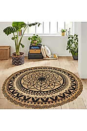 Rovigo Home Dijital Baskı Yıkanabilir Kaymaz Taban Yuvarlak Halı RVG7042 180x180 cm