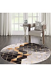 Rovigo Home Dijital Baskı Yıkanabilir Kaymaz Taban Yuvarlak Halı RVG7108 120x120 cm