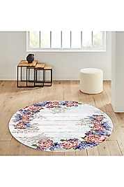 Rovigo Home Dijital Baskı Yıkanabilir Kaymaz Taban Yuvarlak Halı RVG7333-HS454 120x120 cm