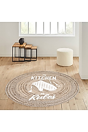 Rovigo Home Dijital Baskı Yıkanabilir Kaymaz Taban Yuvarlak Halı RVG7055-SD351 140x140 cm