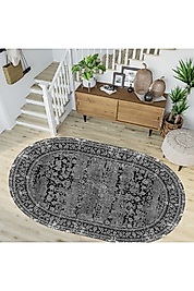 Rovigo Home Dijital Baskı Yıkanabilir Kaymaz Taban Oval Halı RVG7253-HT126 100x200 cm