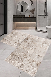 Dijital Baskı Modern Banyo Halısı İkili Banyo Paspası RVG5-HT948 100x60+60x50 cm