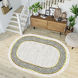 Rovigo Home Dijital Baskı Yıkanabilir Kaymaz Taban Oval Halı RVG7208-SD1071