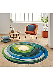 Rovigo Home Dijital Baskı Yıkanabilir Kaymaz Taban Yuvarlak Halı RVG7280 100x100 cm