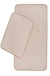 Premium Kalite, Deri Taban, petek dokulu yumuşak, Post Banyo Paspası 2'li 100x60 - 60x50 cm - Vizon