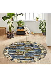 Rovigo Home Dijital Baskı Yıkanabilir Kaymaz Taban Yuvarlak Halı RVG7171 160x160 cm