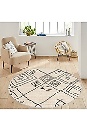 Rovigo Home Dijital Baskı Yıkanabilir Kaymaz Taban Yuvarlak Halı RVG7117 120x120 cm