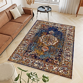 Rovigo Home Dijital Baskı Yıkanabilir Kaymaz Taban Salon Halı RVG0789 100x150 cm
