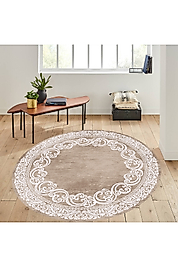 Rovigo Home Dijital Baskı Yıkanabilir Kaymaz Taban Yuvarlak Halı RVG7289-HK104 160x160 cm