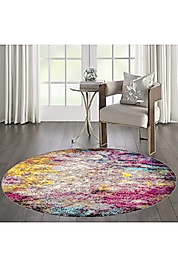 Rovigo Home Dijital Baskı Yıkanabilir Kaymaz Taban Yuvarlak Halı RVG7119 180x180 cm