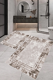 Dijital Baskı Modern Banyo Halısı İkili Banyo Paspası RVG5-FNL211 100x60+60x50 cm