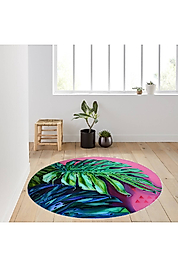 Rovigo Home Dijital Baskı Yıkanabilir Kaymaz Taban Yuvarlak Halı RVG7021 120x120 cm