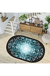 Rovigo Home Dijital Baskı Yıkanabilir Kaymaz Taban Oval Halı RVG7232-SD1023 100x200 cm