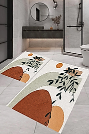 Rovigo Home Dijital Baskı  2'li Banyo Paspas  Takımı RVG5296  100x60+60x50 cm