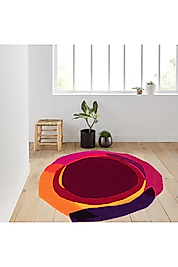 Rovigo Home Dijital Baskı Yıkanabilir Kaymaz Taban Yuvarlak Halı RVG7282 100x100 cm