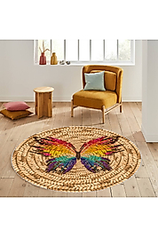 Rovigo Home Dijital Baskı Yıkanabilir Kaymaz Taban Yuvarlak Halı RVG7062-SD331 120x120 cm