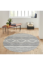 Rovigo Home Dijital Baskı Yıkanabilir Kaymaz Taban Yuvarlak Halı RVG7184 160x160 cm
