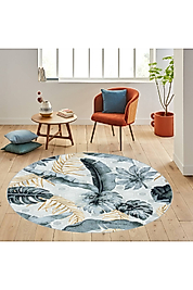 Rovigo Home Dijital Baskı Yıkanabilir Kaymaz Taban Yuvarlak Halı RVG7153 140x140 cm
