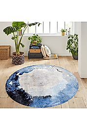 Rovigo Home Dijital Baskı Yıkanabilir Kaymaz Taban Yuvarlak Halı RVG7346 160x160 cm