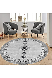 Rovigo Home Dijital Baskı Yıkanabilir Kaymaz Taban Yuvarlak Halı RVG7321-SD1106 180x180 cm