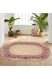Rovigo Home Dijital Baskı Yıkanabilir Kaymaz Taban Oval Halı RVG7028 100x300 cm